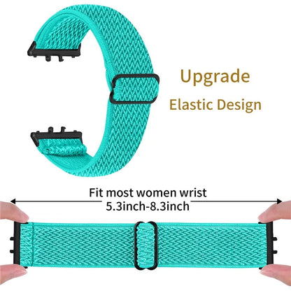 For Samsung Galaxy Fit3 SM-R390 Woven Watch Strap Elastic Wrist Band, Black Connector