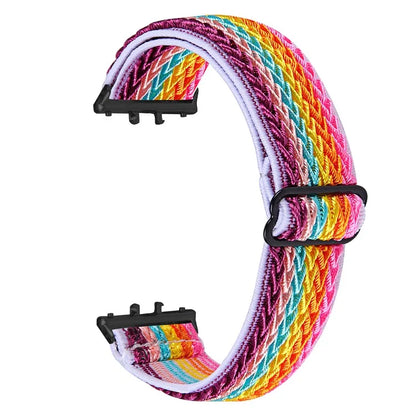 For Samsung Galaxy Fit3 SM-R390 Woven Watch Strap Elastic Wrist Band, Black Connector