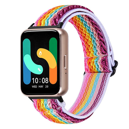 For Samsung Galaxy Fit3 SM-R390 Woven Watch Strap Elastic Wrist Band, Black Connector