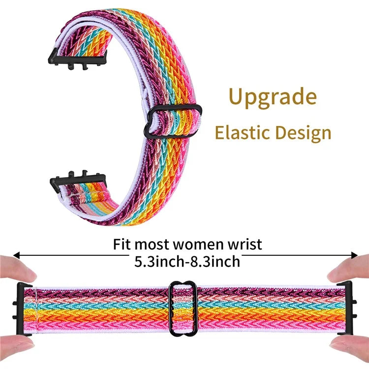 For Samsung Galaxy Fit3 SM-R390 Woven Watch Strap Elastic Wrist Band, Black Connector
