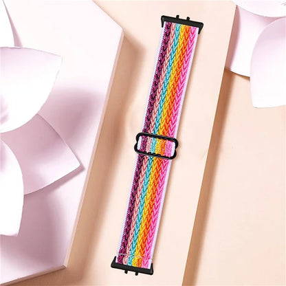 For Samsung Galaxy Fit3 SM-R390 Woven Watch Strap Elastic Wrist Band, Black Connector
