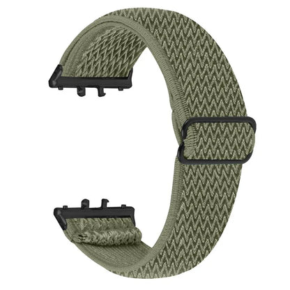 For Samsung Galaxy Fit3 SM-R390 Woven Watch Strap Elastic Wrist Band, Black Connector