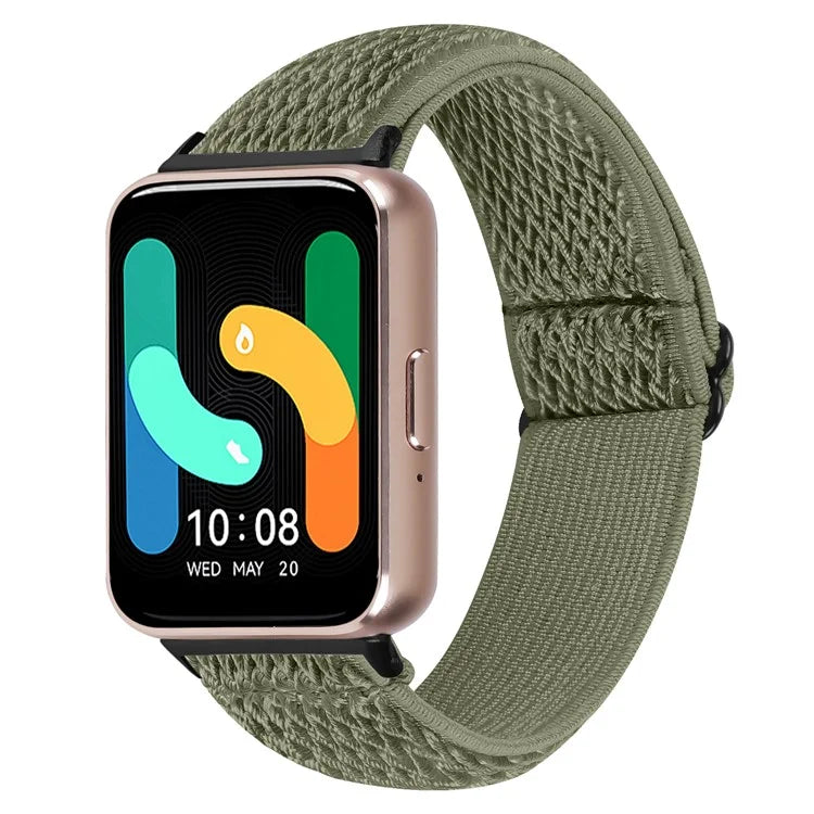 For Samsung Galaxy Fit3 SM-R390 Woven Watch Strap Elastic Wrist Band, Black Connector
