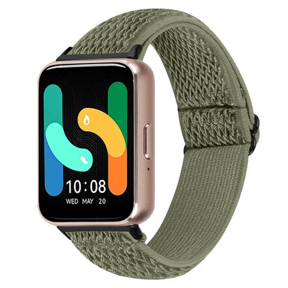 For Samsung Galaxy Fit3 SM-R390 Woven Watch Strap Elastic Wrist Band, Black Connector