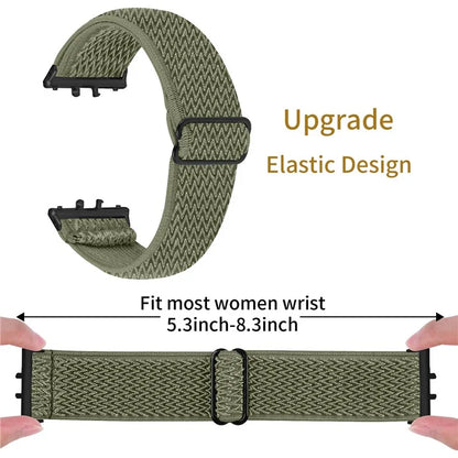 For Samsung Galaxy Fit3 SM-R390 Woven Watch Strap Elastic Wrist Band, Black Connector