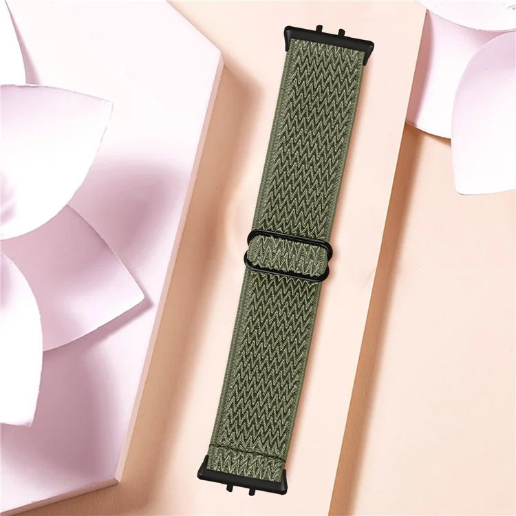 For Samsung Galaxy Fit3 SM-R390 Woven Watch Strap Elastic Wrist Band, Black Connector