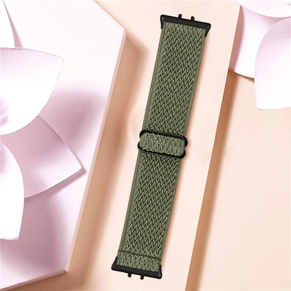 For Samsung Galaxy Fit3 SM-R390 Woven Watch Strap Elastic Wrist Band, Black Connector