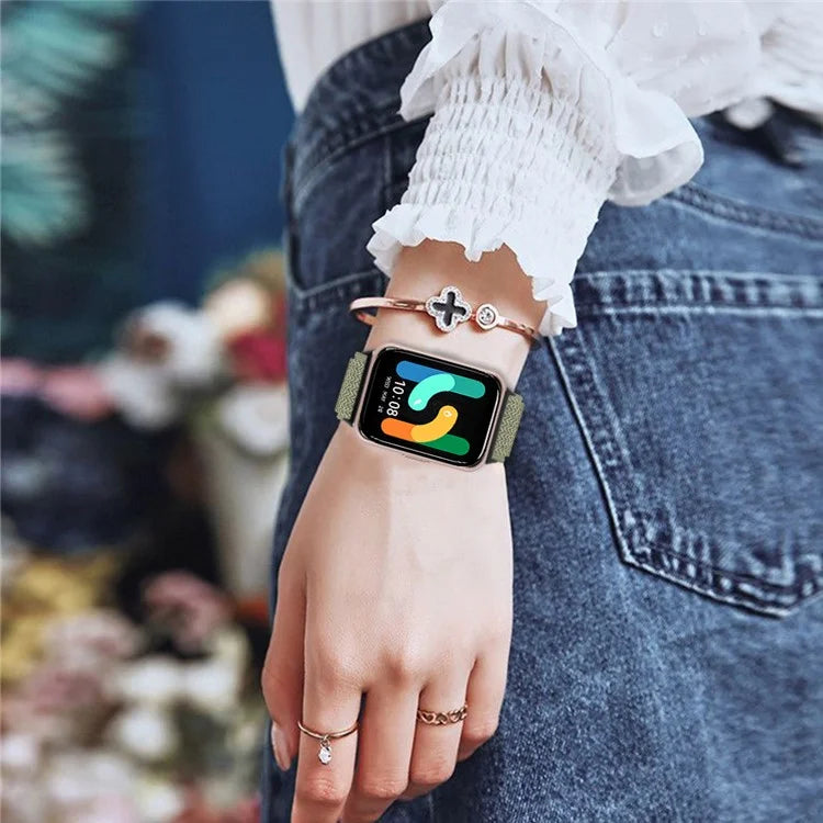 For Samsung Galaxy Fit3 SM-R390 Woven Watch Strap Elastic Wrist Band, Black Connector