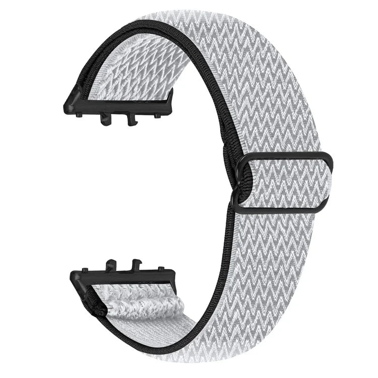 For Samsung Galaxy Fit3 SM-R390 Woven Watch Strap Elastic Wrist Band, Black Connector