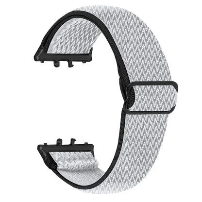For Samsung Galaxy Fit3 SM-R390 Woven Watch Strap Elastic Wrist Band, Black Connector