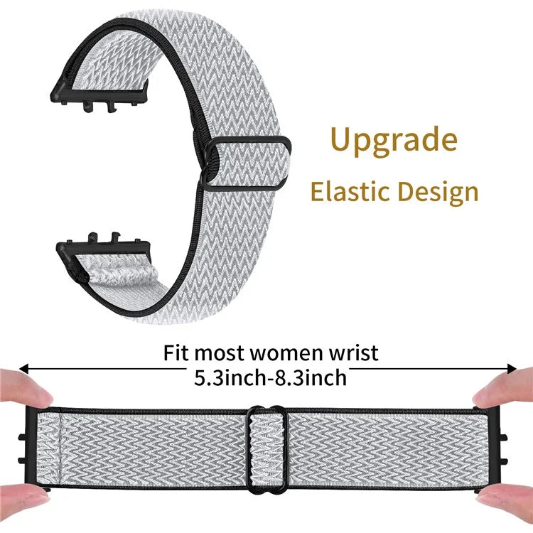 For Samsung Galaxy Fit3 SM-R390 Woven Watch Strap Elastic Wrist Band, Black Connector