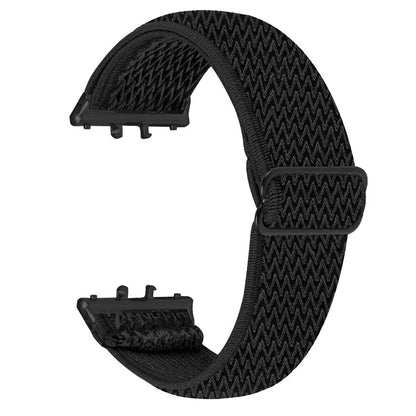 For Samsung Galaxy Fit3 SM-R390 Woven Watch Strap Elastic Wrist Band, Black Connector