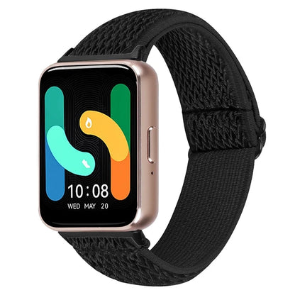 For Samsung Galaxy Fit3 SM-R390 Woven Watch Strap Elastic Wrist Band, Black Connector
