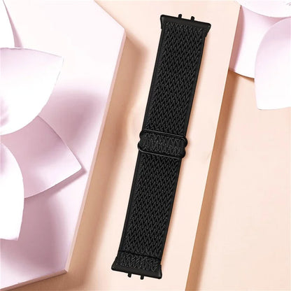 For Samsung Galaxy Fit3 SM-R390 Woven Watch Strap Elastic Wrist Band, Black Connector