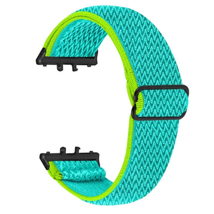 For Samsung Galaxy Fit3 SM-R390 Woven Watch Strap Elastic Wrist Band, Black Connector