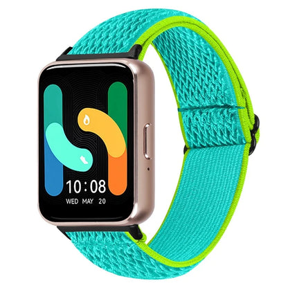 For Samsung Galaxy Fit3 SM-R390 Woven Watch Strap Elastic Wrist Band, Black Connector