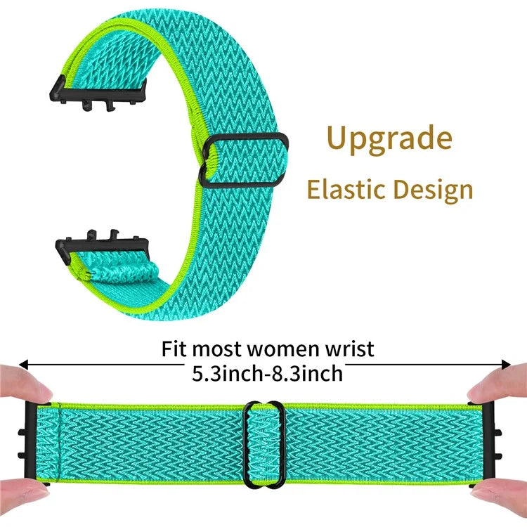 For Samsung Galaxy Fit3 SM-R390 Woven Watch Strap Elastic Wrist Band, Black Connector