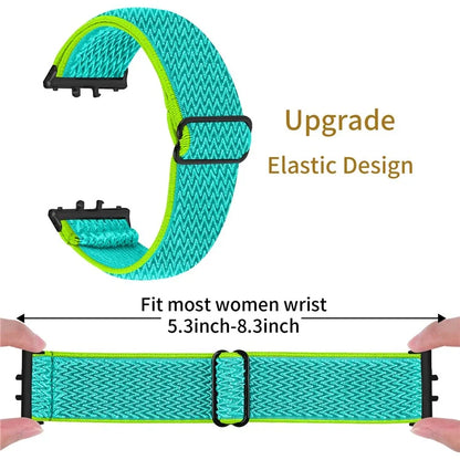 For Samsung Galaxy Fit3 SM-R390 Woven Watch Strap Elastic Wrist Band, Black Connector