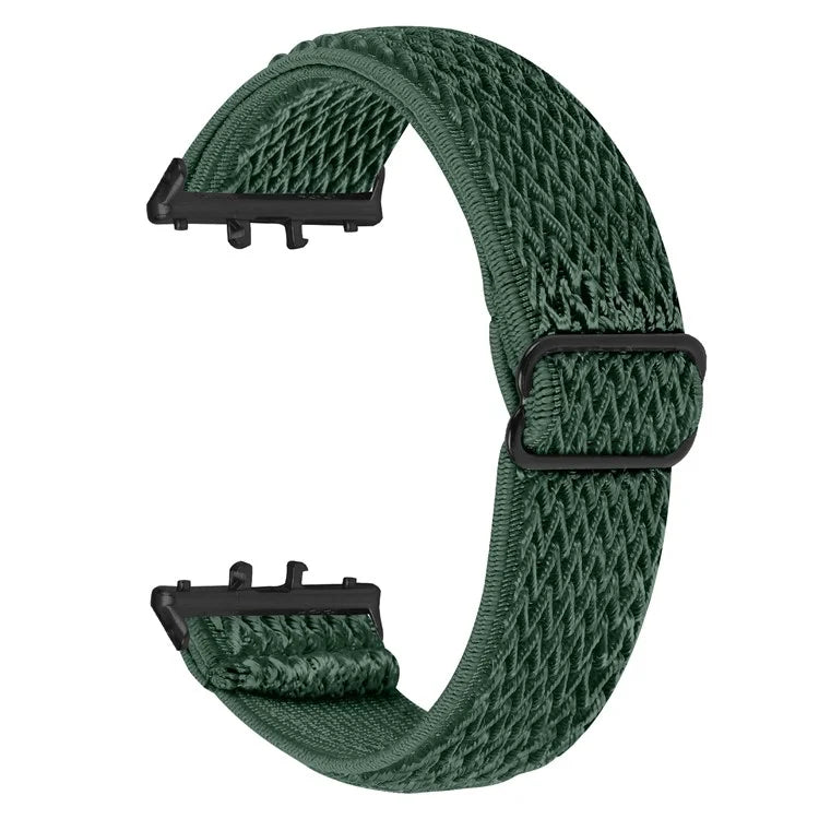 For Samsung Galaxy Fit3 SM-R390 Woven Watch Strap Elastic Wrist Band, Black Connector