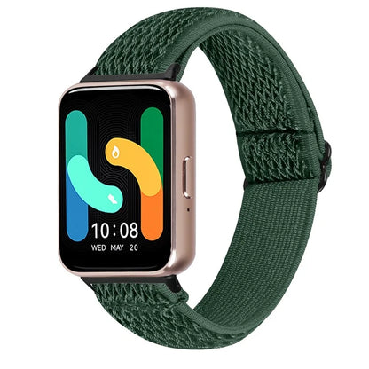 For Samsung Galaxy Fit3 SM-R390 Woven Watch Strap Elastic Wrist Band, Black Connector