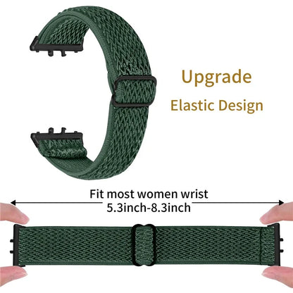 For Samsung Galaxy Fit3 SM-R390 Woven Watch Strap Elastic Wrist Band, Black Connector
