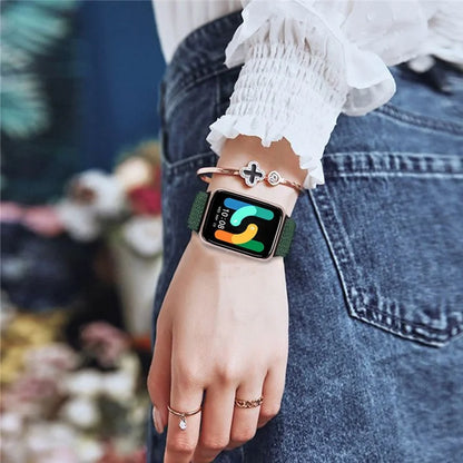 For Samsung Galaxy Fit3 SM-R390 Woven Watch Strap Elastic Wrist Band, Black Connector
