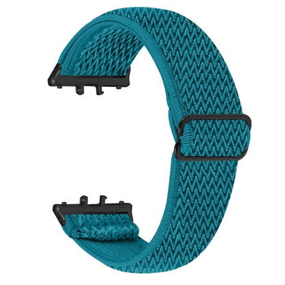 For Samsung Galaxy Fit3 SM-R390 Woven Watch Strap Elastic Wrist Band, Black Connector