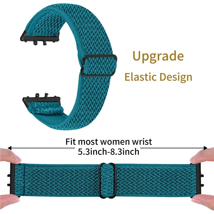 For Samsung Galaxy Fit3 SM-R390 Woven Watch Strap Elastic Wrist Band, Black Connector