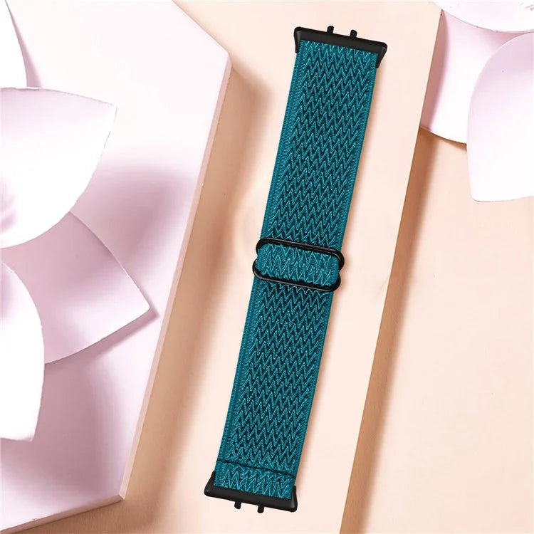 For Samsung Galaxy Fit3 SM-R390 Woven Watch Strap Elastic Wrist Band, Black Connector