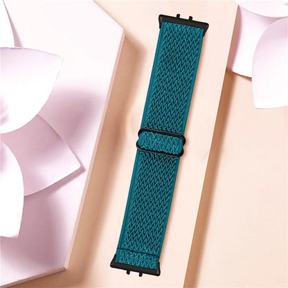 For Samsung Galaxy Fit3 SM-R390 Woven Watch Strap Elastic Wrist Band, Black Connector