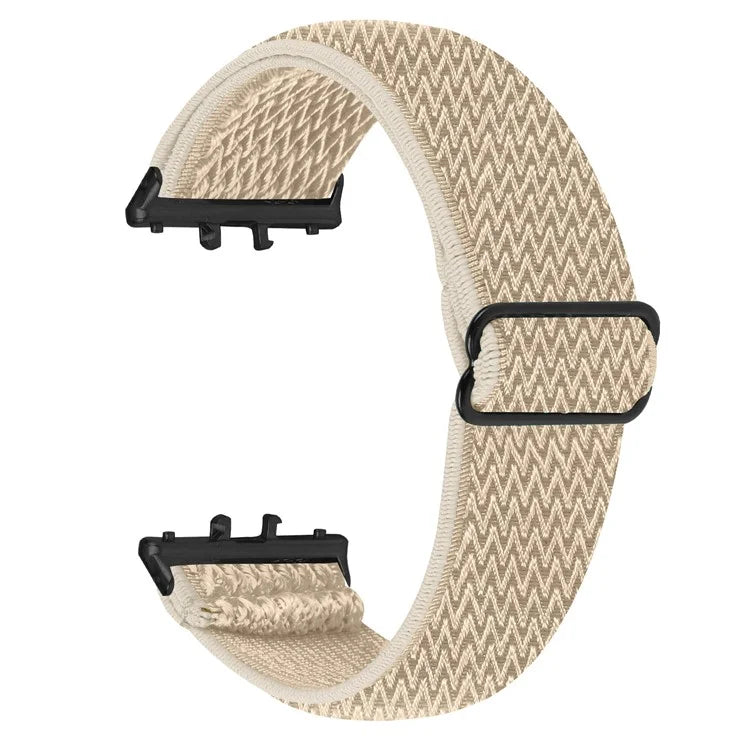 For Samsung Galaxy Fit3 SM-R390 Woven Watch Strap Elastic Wrist Band, Black Connector