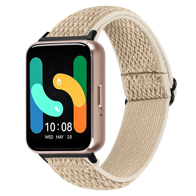 For Samsung Galaxy Fit3 SM-R390 Woven Watch Strap Elastic Wrist Band, Black Connector