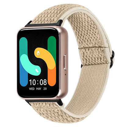 For Samsung Galaxy Fit3 SM-R390 Woven Watch Strap Elastic Wrist Band, Black Connector