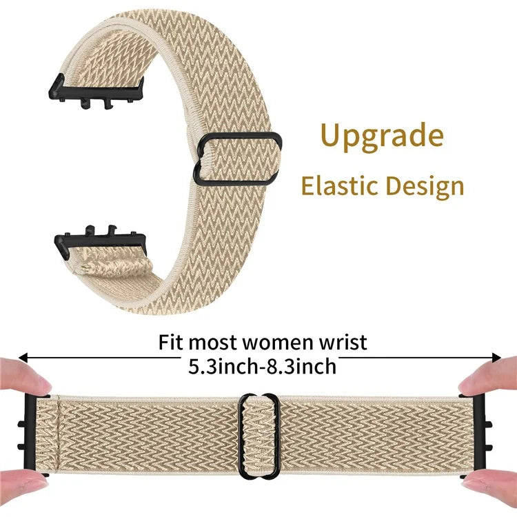 For Samsung Galaxy Fit3 SM-R390 Woven Watch Strap Elastic Wrist Band, Black Connector