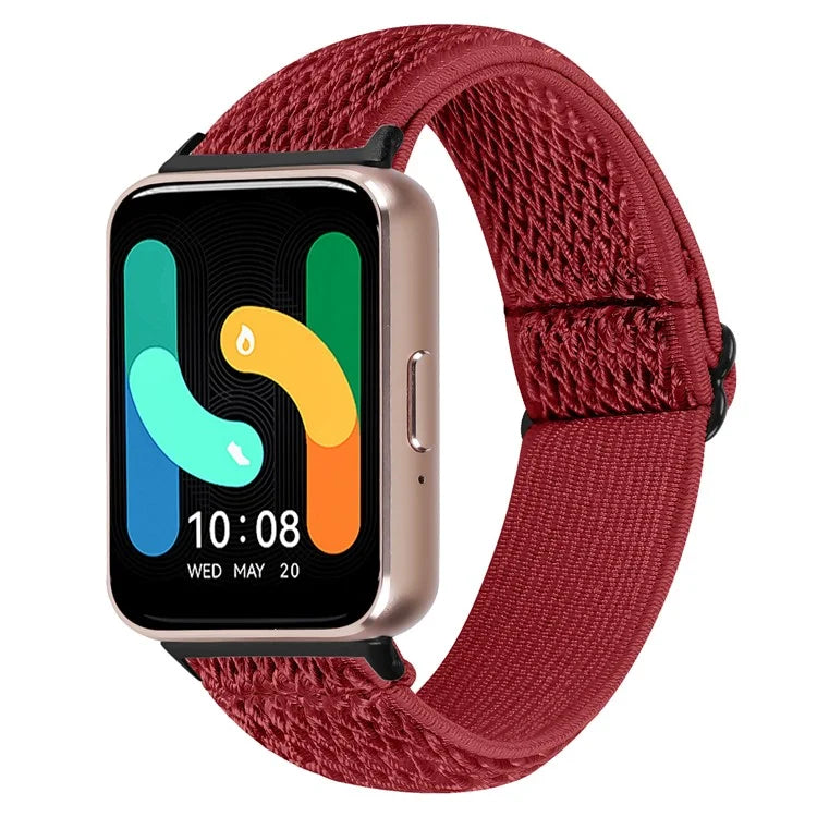 For Samsung Galaxy Fit3 SM-R390 Woven Watch Strap Elastic Wrist Band, Black Connector