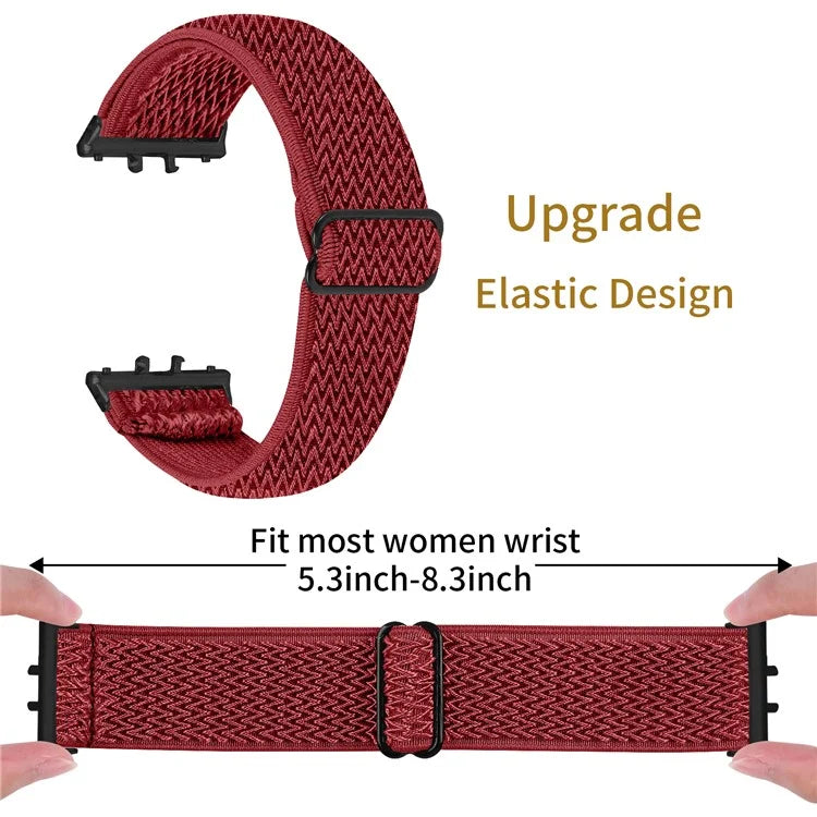 For Samsung Galaxy Fit3 SM-R390 Woven Watch Strap Elastic Wrist Band, Black Connector