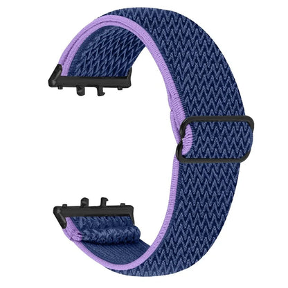 For Samsung Galaxy Fit3 SM-R390 Woven Watch Strap Elastic Wrist Band, Black Connector