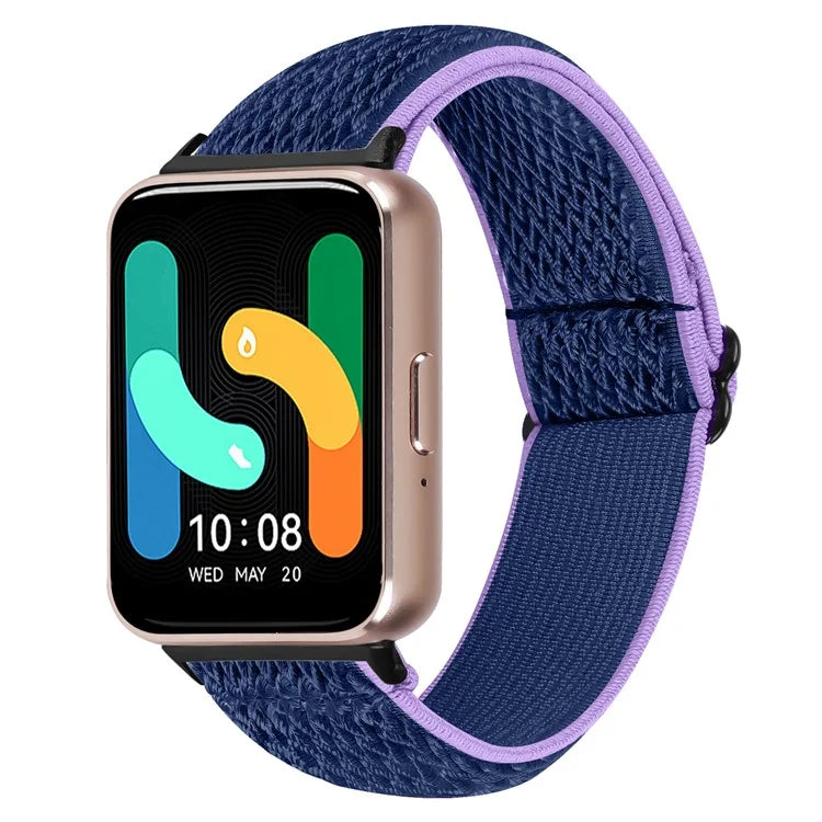 For Samsung Galaxy Fit3 SM-R390 Woven Watch Strap Elastic Wrist Band, Black Connector