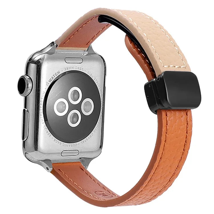 For Apple Watch Series 9 8 7 41mm / 6 5 4 SE (2023) SE (2022) SE 40mm / 3 2 1 38mm Magnetic Microfiber Leather Strap