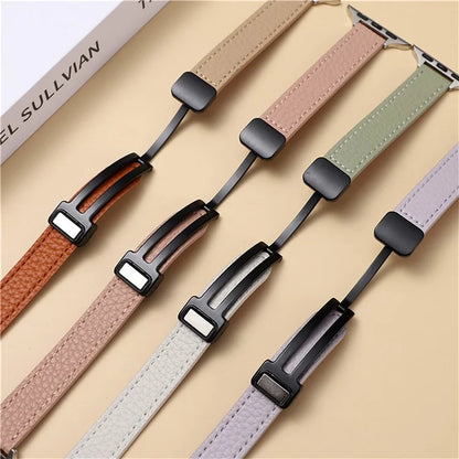 For Apple Watch Series 9 8 7 41mm / 6 5 4 SE (2023) SE (2022) SE 40mm / 3 2 1 38mm Magnetic Microfiber Leather Strap
