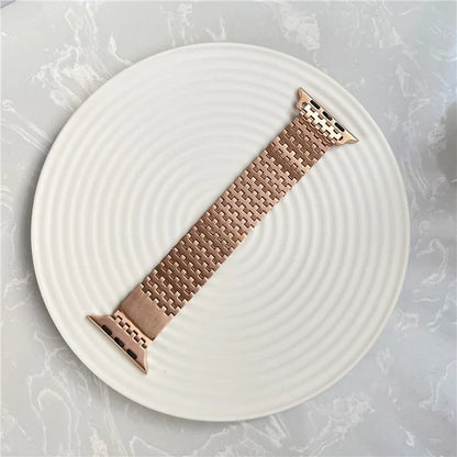 For Apple Watch Ultra 2 Ultra 49mm / 9 8 7 45mm / 6 5 4 SE (2023) SE (2022) SE 44mm / 3 2 1 42mm Magnetic Stainless Steel Band 9-Bead