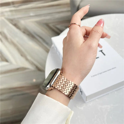 For Apple Watch Ultra 2 Ultra 49mm / 9 8 7 45mm / 6 5 4 SE (2023) SE (2022) SE 44mm / 3 2 1 42mm Magnetic Stainless Steel Band 9-Bead