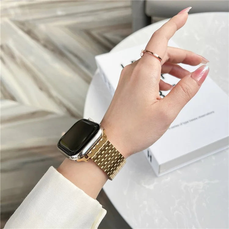 For Apple Watch Ultra 2 Ultra 49mm / 9 8 7 45mm / 6 5 4 SE (2023) SE (2022) SE 44mm / 3 2 1 42mm Magnetic Stainless Steel Band 9-Bead