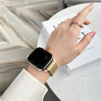 For Apple Watch Ultra 2 Ultra 49mm / 9 8 7 45mm / 6 5 4 SE (2023) SE (2022) SE 44mm / 3 2 1 42mm Magnetic Stainless Steel Band 9-Bead