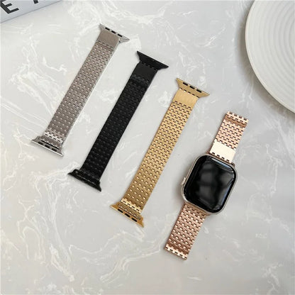 For Apple Watch Ultra 2 Ultra 49mm / 9 8 7 45mm / 6 5 4 SE (2023) SE (2022) SE 44mm / 3 2 1 42mm Magnetic Stainless Steel Band 9-Bead