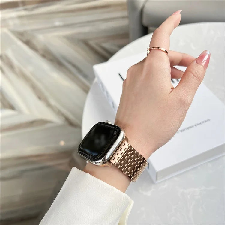 For Apple Watch Series 9 8 7 41mm / 6 5 4 SE (2022) SE (2023) SE 40mm / 3 2 1 38mm Magnetic Watch Strap 9-Bead Stainless Steel Band