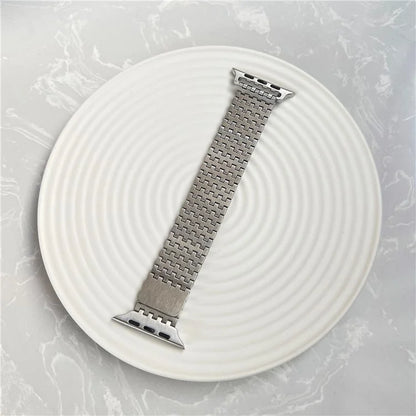 For Apple Watch Series 9 8 7 41mm / 6 5 4 SE (2022) SE (2023) SE 40mm / 3 2 1 38mm Magnetic Watch Strap 9-Bead Stainless Steel Band