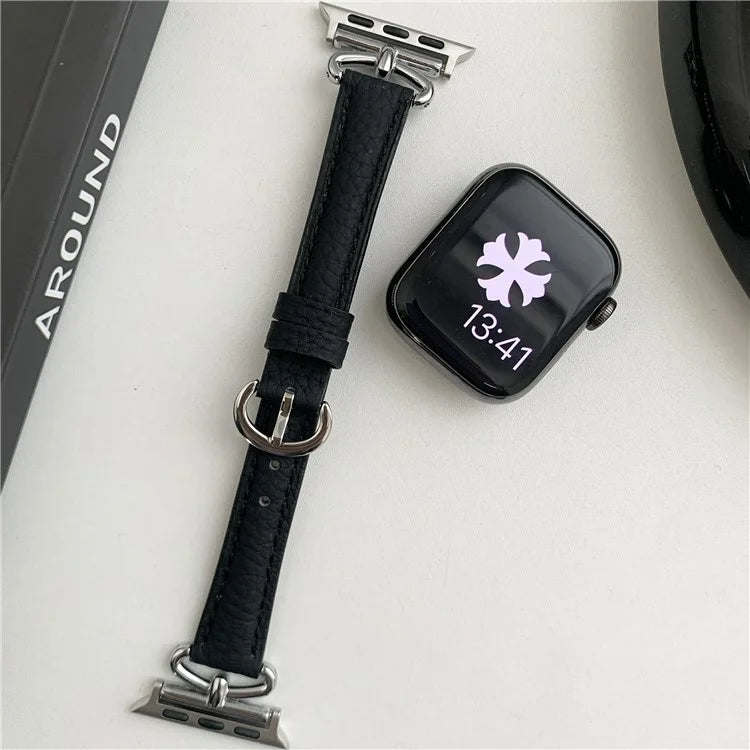 For Apple Watch Ultra 2 Ultra 49mm / 9 8 7 45mm / 6 5 4 SE (2023) SE (2022) SE 44mm / 3 2 1 42mm Slim Genuine Cow Leather Watch Band