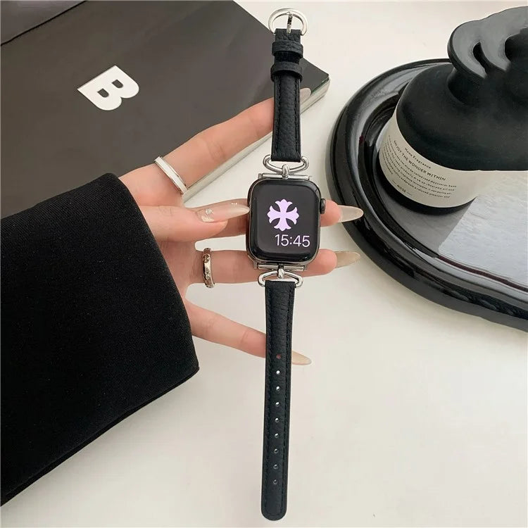 For Apple Watch Ultra 2 Ultra 49mm / 9 8 7 45mm / 6 5 4 SE (2023) SE (2022) SE 44mm / 3 2 1 42mm Slim Genuine Cow Leather Watch Band
