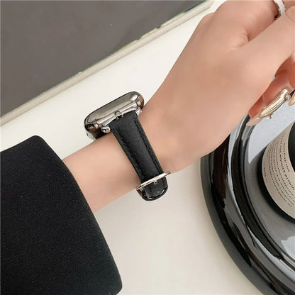 For Apple Watch Ultra 2 Ultra 49mm / 9 8 7 45mm / 6 5 4 SE (2023) SE (2022) SE 44mm / 3 2 1 42mm Slim Genuine Cow Leather Watch Band